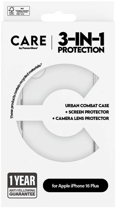 CARE iPhone 16 Plus 3-í-1 pakki - Glær