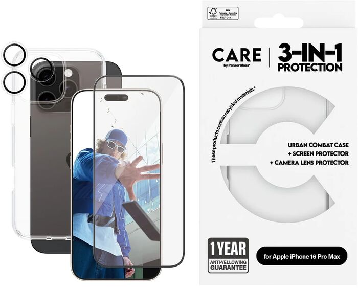 CARE iPhone 16 Pro Max 3-í-1 pakki - Glær
