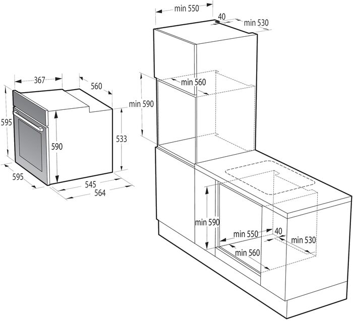 Hisense veggofn BP8637B - Svartur