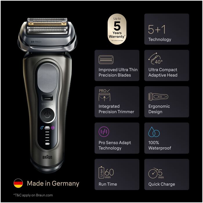 Braun Series 9 Pro+ rakvél 9655cc - Grá