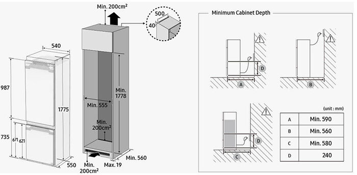 Samsung kæliskápur til innbyggingar BRB80F26ADS0EF