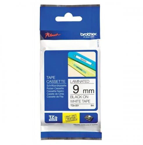 Brother 9mm límrúlla í merkivél - Svart á - Hvítu