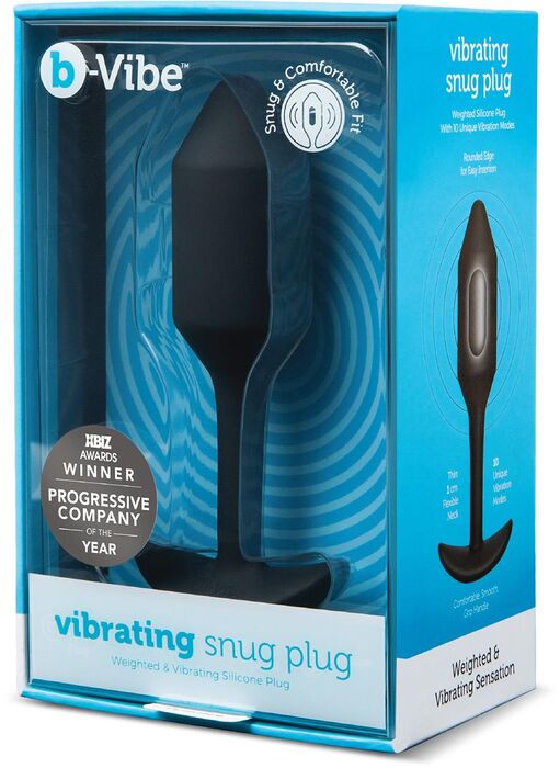 B-Vibe snug plug 2 rassaörvari með titring og þyngdarkúlum - Svartur