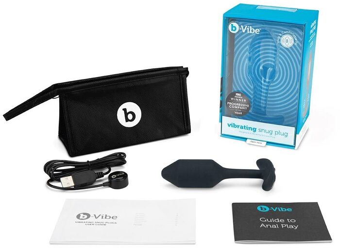 B-Vibe snug plug 2 rassaörvari með titring og þyngdarkúlum - Svartur