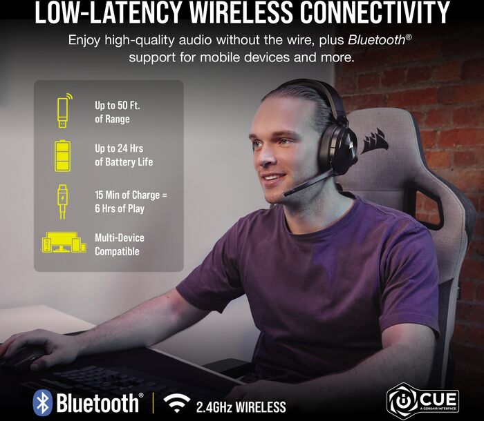 Corsair HS55 þráðlaus leikjaheyrnartól - Svört 