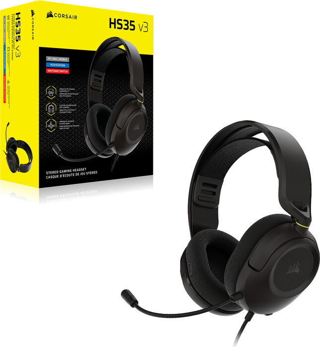 Corsair HS35 v3 leikjaheyrnartól - Svört