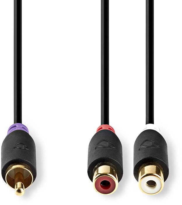 Nedis 2x RCA KVK í RCA KK snúra - 0,2 metrar