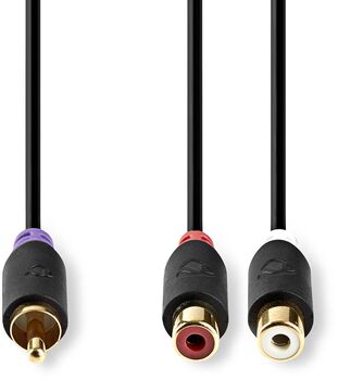 Nedis 2x RCA KVK í RCA KK snúra - 0,2 metrar