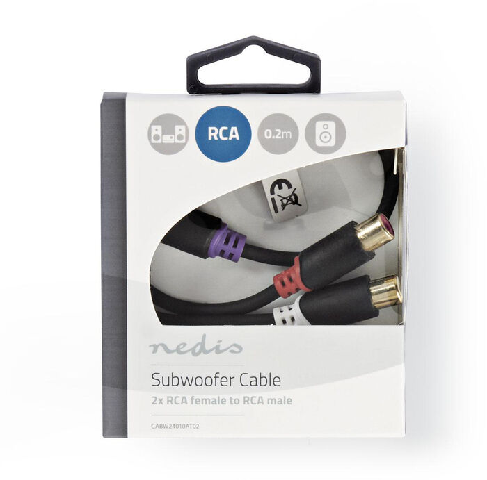 Nedis 2x RCA KVK í RCA KK snúra - 0,2 metrar
