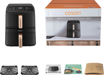 Cosori Turbo Tower Compact loftsteikingarpottur 8,6 L - Svartur