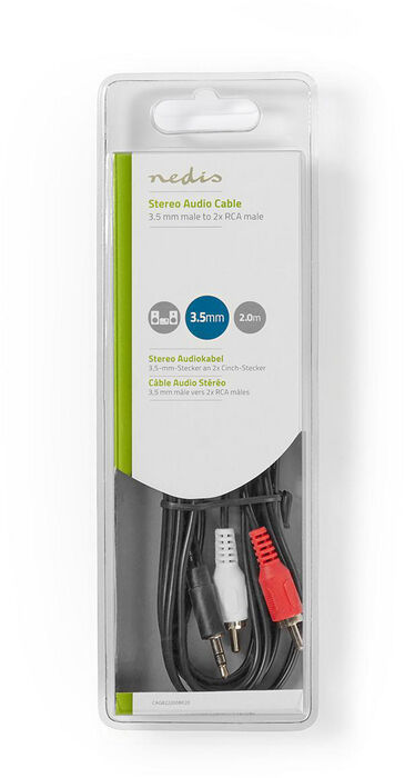 Nedis Mini Jack í 2x RCA snúra - 2 metrar