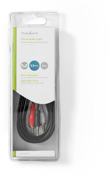 Nedis Mini Jack í 2x RCA snúra - 3 metrar