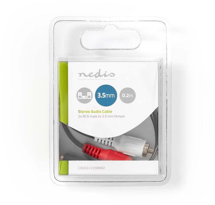 Nedis 2x RCA KK í 3,5 mm Mini Jack KVK snúra - 0,2 metrar