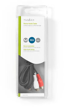 Nedis 2x RCA KK í 2x RCA KVK snúra - 2 metrar