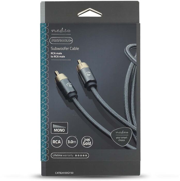 Nedis RCA í RCA snúra f. bassabox - 3 metrar