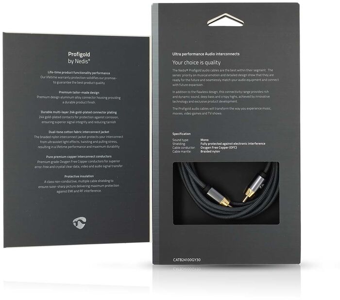 Nedis RCA í RCA snúra f. bassabox - 3 metrar