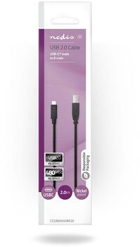 Nedis USB-B í USB-C snúra - 2 metrar 