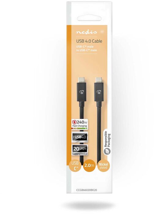 Nedis USB-C í USB-C snúra - 2 metrar 