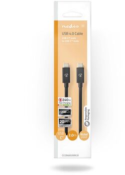 Nedis USB-C í USB-C snúra - 2 metrar 