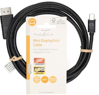 Nedis Mini DisplayPort í DisplayPort snúra - Svört