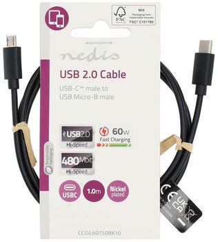 Nedis USB-C í USB Micro-B snúra - 1 metri