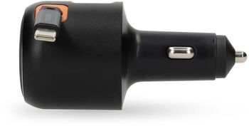 Nedis 60 W bílhleðslutæki með útdraganlegri USB-C snúru - Dökkgrátt