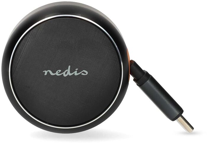 Nedis hleðslutæki í bíl m. útraganlega snúru - Svart