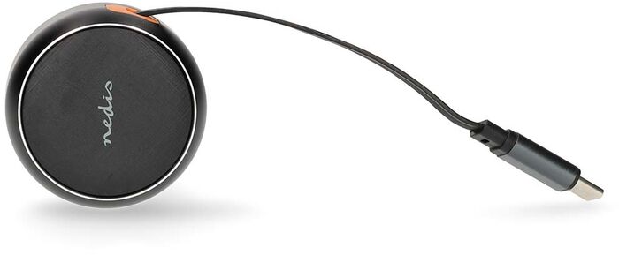 Nedis hleðslutæki í bíl m. útraganlega snúru - Svart