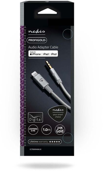 Nedis Lightning í Mini Jack snúra - 1 metri 