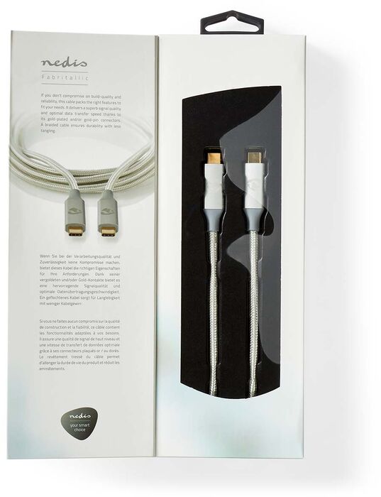 Nedis USB-C í USB-C snúra - 2 metrar