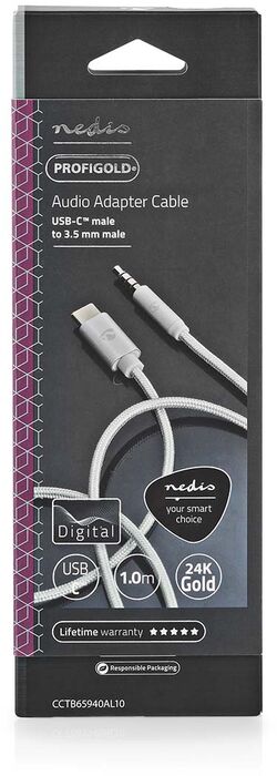 Nedis USB-C í Mini Jack snúra - 1 metri 