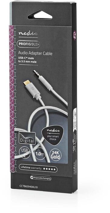 Nedis USB-C í Mini Jack snúra - 1 metri 