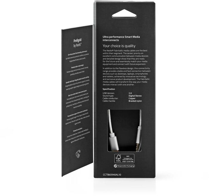 Nedis USB-C í Mini Jack snúra - 1 metri 