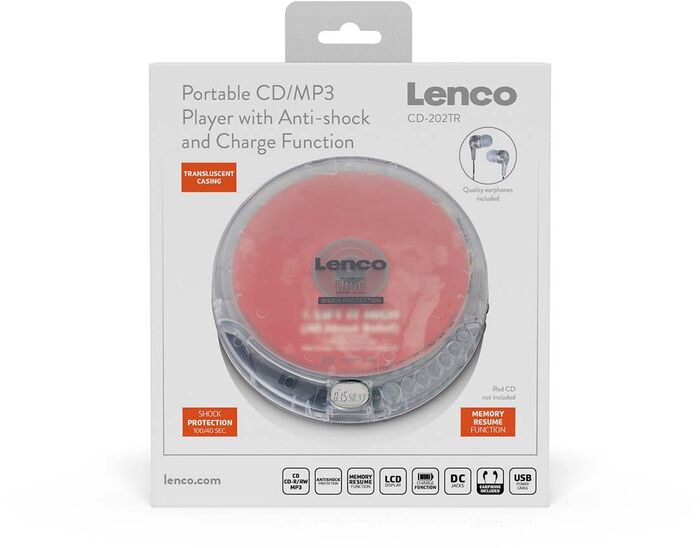 Lenco ferðageislaspilari - Glær