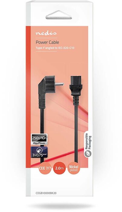 Nedis C13 rafmagnssnúra - 2 metrar