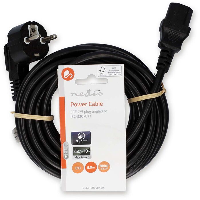 Nedis C13 rafmagnssnúra - 5 metrar 