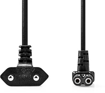 Nedis Euro plug rafmagnssnúra með horni - 2 metrar
