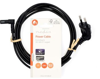 Nedis Euro plug rafmagnssnúra með horni - 2 metrar