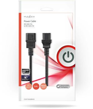 Nedis C13 í C14 framlenging fyrir rafmagnssnúru - 2 metrar