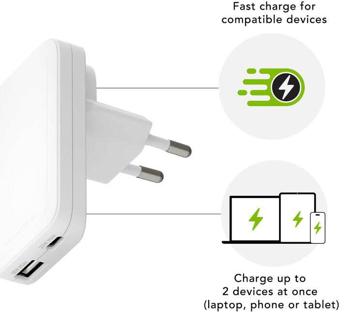 Dbramante1928 Recharge Pro USB-C/USB-A (20W+18W) hleðslukló