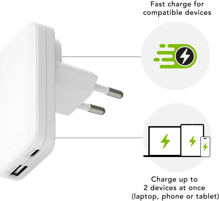 Dbramante1928 Recharge Pro USB-C/USB-A (30W+30W) hleðslukló