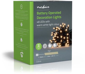 Nedis rafhlöðuknúin LED jólasería - 48 ljós, 3,6 m
