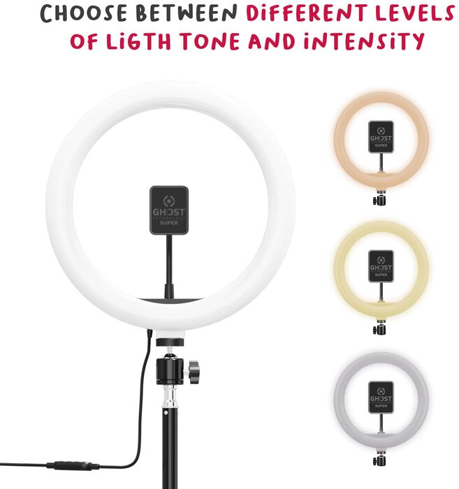 Celly hringljós á þrífæti með símafestingu