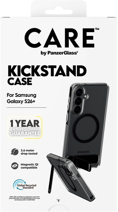 PanzerGlass Care Samsung S26+ símahulstur með standi - Glært