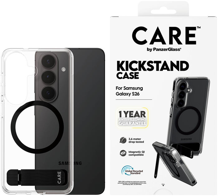 PanzerGlass Care Samsung S26 símahulstur með standi - Glært