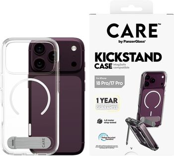 PanzerGlass CARE iPhone 18/17 Pro Kickstand MagSafe símahulstur - Glært