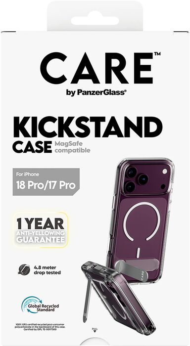 PanzerGlass CARE iPhone 18/17 Pro Kickstand MagSafe símahulstur - Glært