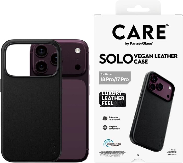 PanzerGlass CARE iPhone 18/17 Pro vegan leður símahulstur - Svart