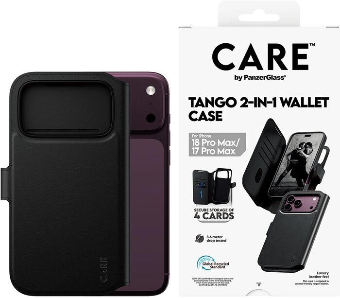 PanzerGlass CARE iPhone 18/17 Pro Max Tango símaveski - Svart