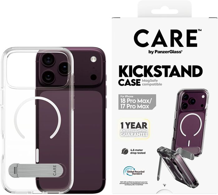 PanzerGlass CARE iPhone 18/17 Pro Max Kickstand MagSafe símahulstur - Glært